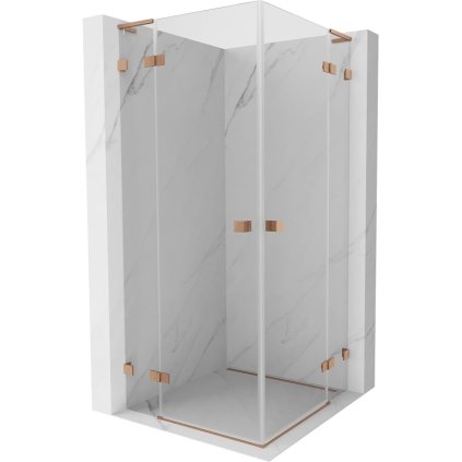 Mexen Lunar, cabină de duș cu balamale L Duo 105 x 105 cm, sticlă transparentă de 8 mm, profil cupru mat, 834L-105L-105P-65-00