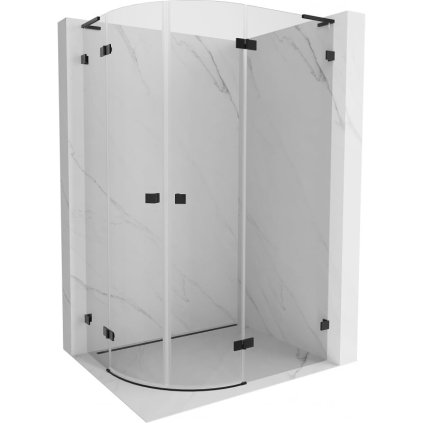 Mexen Lunar, L drept cabină de duș semicirculară 90 x 70 cm, sticlă transparentă de 8 mm, profil negru, 833L-090P-070L-70-00