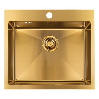 Laveo Malawi, chiuvetă din oțel inoxidabil cu 1 compartiment 580x500x200 mm, auriu mat, LAV-SLM_G10T