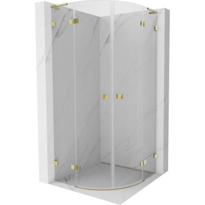 Mexen Lunar, cabină de duș semicirculară cu balamale L 70 x 70 cm, sticlă transparentă de 8 mm, profil auriu, 833L-070L-070P-50-00