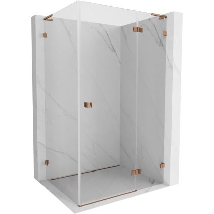 Mexen Lunar, duș cu balamale L dreapta 90 x 80 cm, sticlă transparentă de 8 mm, profil auriu roz, 834L-090-080-60-00-P