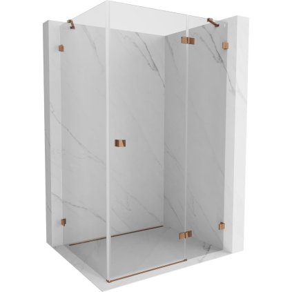 Mexen Lunar, cabină de duș cu balamale pe dreapta 85 x 80 cm, sticlă transparentă de 8 mm, profil auriu roz, 834-085-080-60-00-P