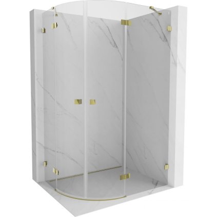 Mexen Lunar, cabină de duș semicirculară dreapta 80 x 70 cm, sticlă transparentă de 8 mm, profil auriu, 833-080P-070L-50-00