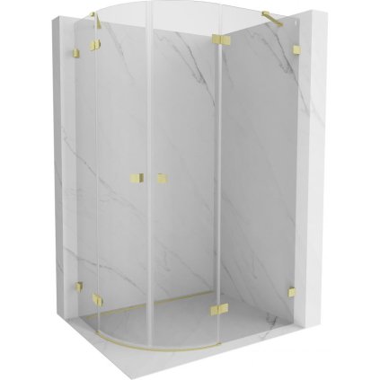 Mexen Lunar, cabină de duș semicirculară dreapta 90 x 70 cm, sticlă transparentă de 8 mm, profil auriu mat, 833-090P-070L-55-00