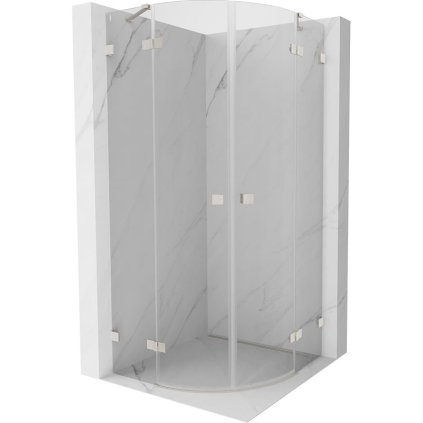 Mexen Lunar, cabină de duș semicirculară cu balamale 100 x 100 cm, sticlă transparentă de 8 mm, profil din oțel, 833-100L-100P-97-00