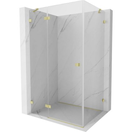 Mexen Lunar, colț de duș cu balamale stânga 100 x 70 cm, sticlă transparentă de 8 mm, auriu periat - 834-100-070-55-00-L