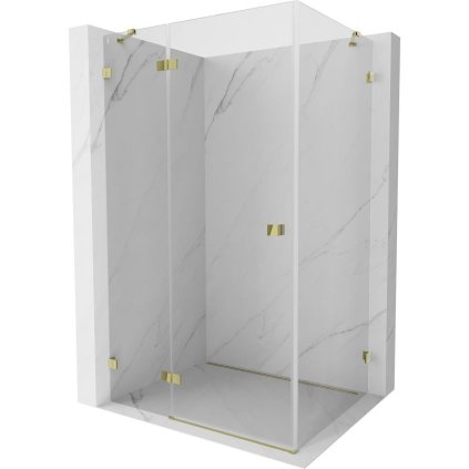 Mexen Lunar, colț duș cu balamale stânga 90 x 70 cm, sticlă transparentă de 8 mm, profil auriu, 834-090-070-50-00-L