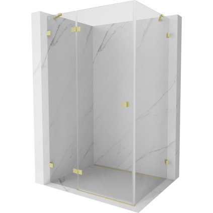 Mexen Lunar, colț de duș cu balamale stânga 95 x 80 cm, sticlă transparentă de 8 mm, auriu periat - 834-095-080-55-00-L