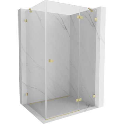 Mexen Lunar, duș cu balamale dreapta 100 x 80 cm, sticlă transparentă de 8 mm, auriu periat - 834-100-080-55-00-P