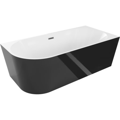 Mexen Mia, cadă de colț de sine stătătoare dreapta 140 x 75 cm, alb/negru, preaplin grafit periat, 52691407575P-66