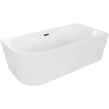 Mexen Mia, cadă de colț de sine stătătoare dreapta 160 x 80 cm, alb, preaplin negru mat, 52691608000P-70