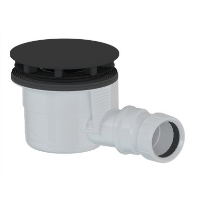 Polysan, Sifon de baie, diametru 90 mm, DN40, capac negru mat, 17911B