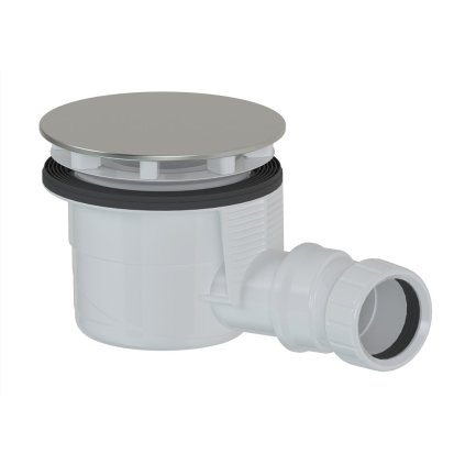 Polysan, Sifon de baie, diametru 90 mm, DN40, capac din oțel inoxidabil lustruit, 17911