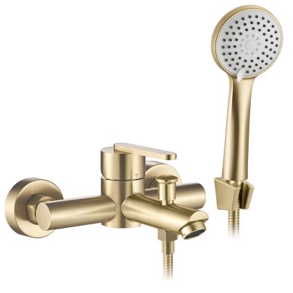 Rea Ontario, baterie de baie cu set de duș manual, auriu mat, REA-B5513