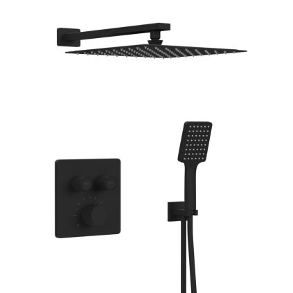 Sapho, set de duș termostatic ascuns SMART SELECT, 2 ieșiri, ieșire, negru mat, RP042B-01