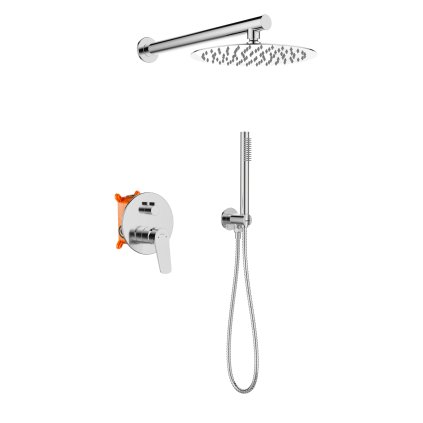 Invena Alonia, set de duș încastrat cu duș manual și cap de duș, cromat, INV-BS-70-001-V