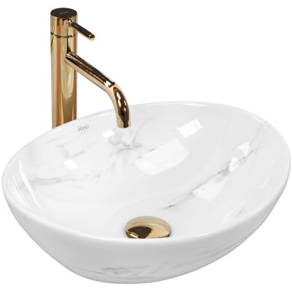 Lavoar de blat Rea Sofia Nature Marble, 410x345x150mm, imitație de piatră, REA-U6605