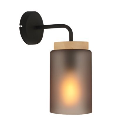 Toolight, lampă de perete 1xE27, APP1814-1W, sticlă fumurie neagră, OSW-00664