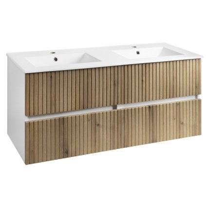 Aqualine, Mobilier lavoar PANEDA STRIP 119x55x45.2cm, stejar Emporio, PN312