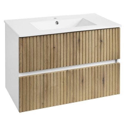 Aqualine, Mobilier lavoar PANEDA STRIP 79.5x55x45.2cm, stejar Emporio, PN380