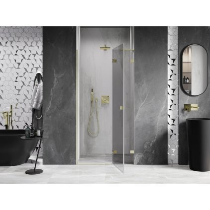 600760 mexen mexen lunar l vyklopne prave sprchove dvere 90 cm transparentne brusene zlate 834l 090 000 55 00 p