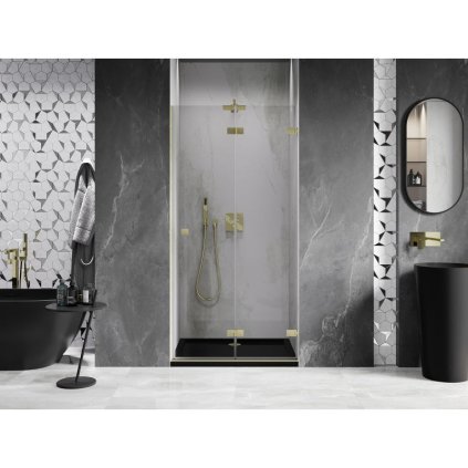 601171 mexen mexen lunar f prave sklapacie sprchove dvere 95 cm transparentne brusene zlate 836 095 000 55 00 p