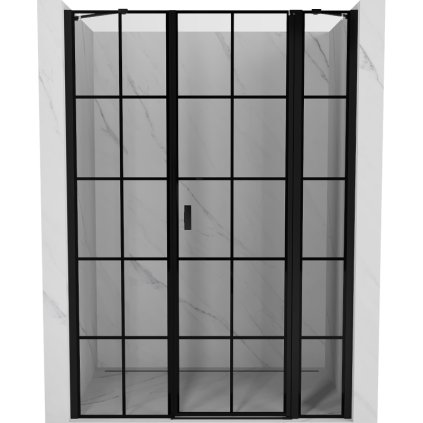 Mexen, Ușă de duș cu balamale pe dreapta Mexen Mist 140 cm, grilă neagră - 8A4-140-001-70-77-P
