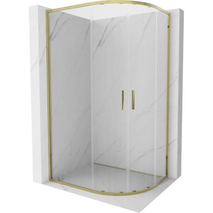 Mexen Exo, cabină de duș semicirculară glisantă 90 x 80 cm, sticlă transparentă, auriu, 8132-090-080-50-00
