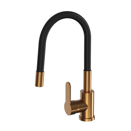 Gamma Flex 2000, baterie de chiuvetă independentă cu braț flexibil, cupru mat-negru, GMA-BFX-2000BRGD