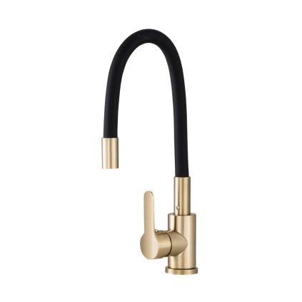 Gamma Flex 2000, baterie de chiuvetă independentă cu braț flexibil, auriu mat-negru, GMA-BFX-2000BGD