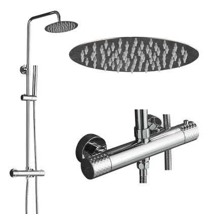Gamma Roy, set de duș cu baterie termostatică, crom, GMA-BRYPZNT-CH
