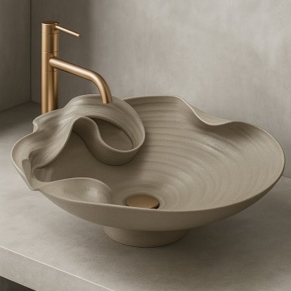 Lavoar ceramic de blat Rea Handmade Art, 480x440x180 mm, bej, REA-U6328