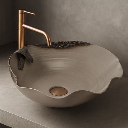 Lavoar ceramic de blat Rea Handmade Art, 490x440x180 mm, bej, REA-U6326