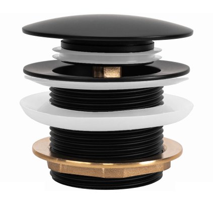 Dop de scurgere universal pentru cadă Rea, tip Click-Clack 6cm, fără preaplin, negru mat, REA-W2014