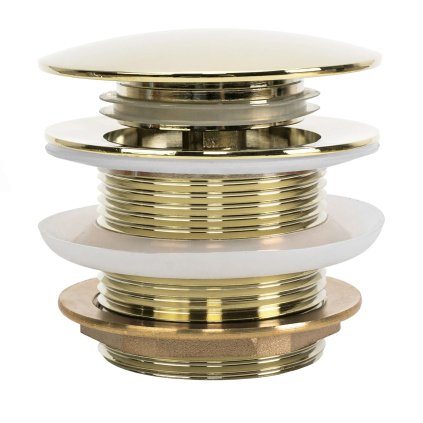Rea, dop universal de scurgere pentru cadă tip Click-Clack 6cm, fără preaplin, auriu strălucitor, REA-W2015