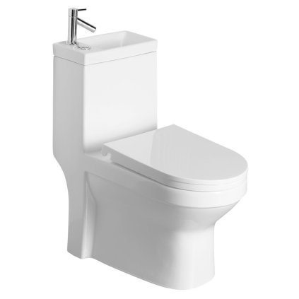Aqualine, WC combinat HYGIE cu chiuvetă, gunoi spate/inferior, alb, PB104W