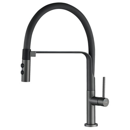 Kuchinox Siluetto, baterie înaltă pentru chiuvetă cu braț elastic, grafit, LAV-BQU_978D