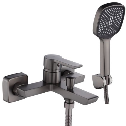 Rea Argus, baterie cadă cu set de duș manual, grafit, REA-B8747