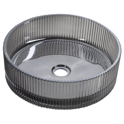 Sapho, lavoar de blat din sticlă gravată ANHELO, diametru 39,5 cm, negru, TY317B