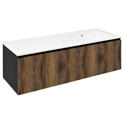 Sapho, dulap LOREA cu chiuveta 141x46x51,5cm (70+70cm), dreapta, stejar collingwood/negru mat, LE070-1935-R-06