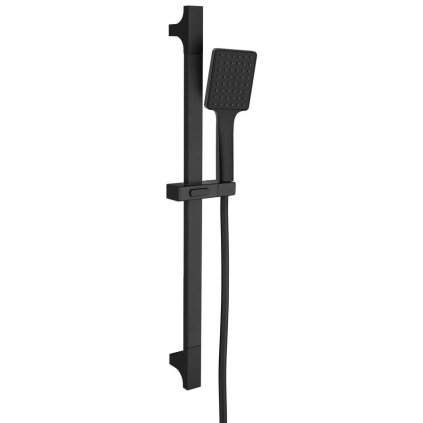 Sapho, Set de duș pătrat, suport glisant 680 mm, negru mat, SC815B