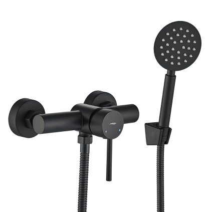 Kuchinox Noia, baterie duș de perete cu set de duș manual, negru mat, LAV-BNK_741D