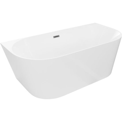 Cadă de baie independentă Mexen Oval Slim, lipită de perete, 170 x 80 cm, alb lucios, preaplin grafit, 52661708000-95