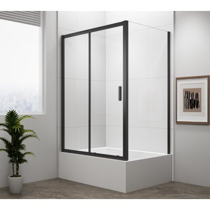 Polysan, paravan de duș dreptunghiular DEEP BLACK 1200x900mm varianta L/R, sticlă transparentă, MD1216B-02