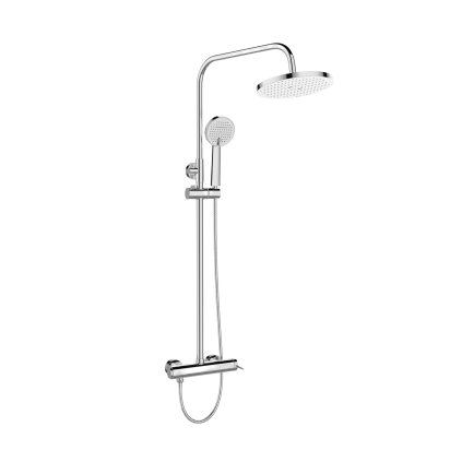 Invena Kalitea, baterie monocomandă de duș cu cap de duș tip ploaie 22x22 cm și cap de duș manual, cromat, INV-AU-72-001-V