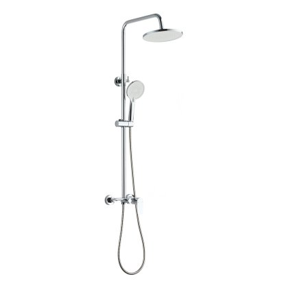 Invena Rikia, set de duș cu baterie cu pârghie cu 3 funcții, duș manual și duș fix, cromat, INV-AU-24-B01-G
