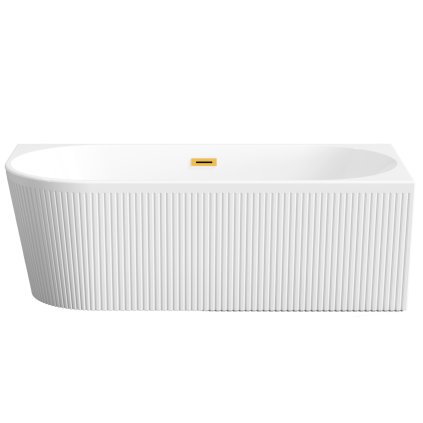 Invena, cadă de baie independentă 170x80x58 cm, dreapta, alb lucios, preaplin auriu, INV-AN-02-19P-KPL