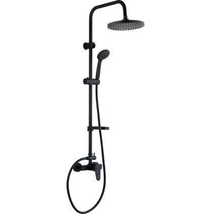 Kuchinox Intra, set de duș de perete cu baterie cu manetă, duș manual și duș fix, negru mat, LAV-PKI_70OB