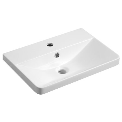 Lavoar de mobilier Aqualine, SEN, marmură turnată, 51x35cm, alb, SN510