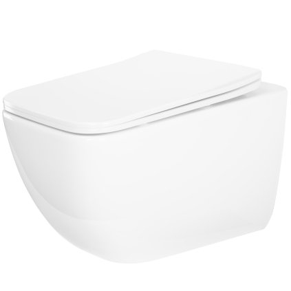Rea Dexter, vas de toaletă suspendat fără margini Tornado 515x365x350 mm + capac WC duroplast, alb lucios, REA-C1278